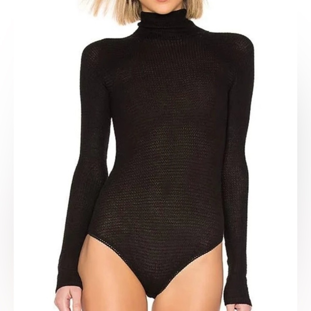 Free People Black Long Sleeve Bodysuit